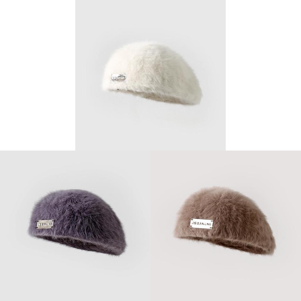 Winter Womens Plush Beret Cap For Women Winter Warm Prevent Wind Casual Fashion Accessory