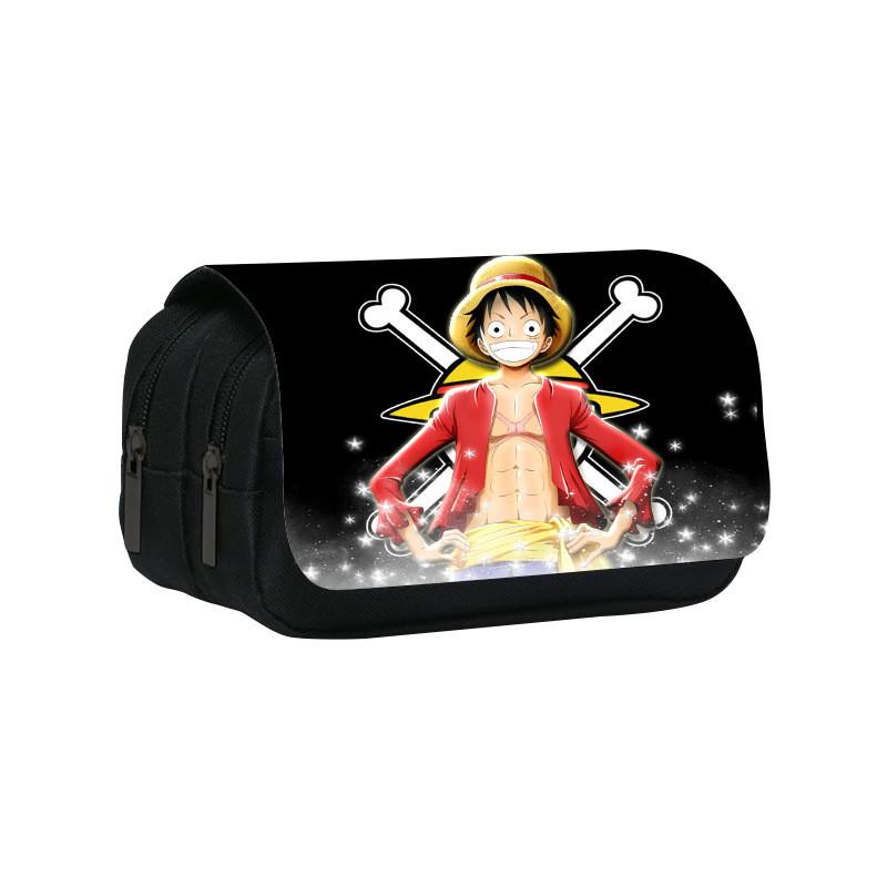 Piece One Pattern Double Layer Flip Cover Student Stationery Storage Bag Pencil