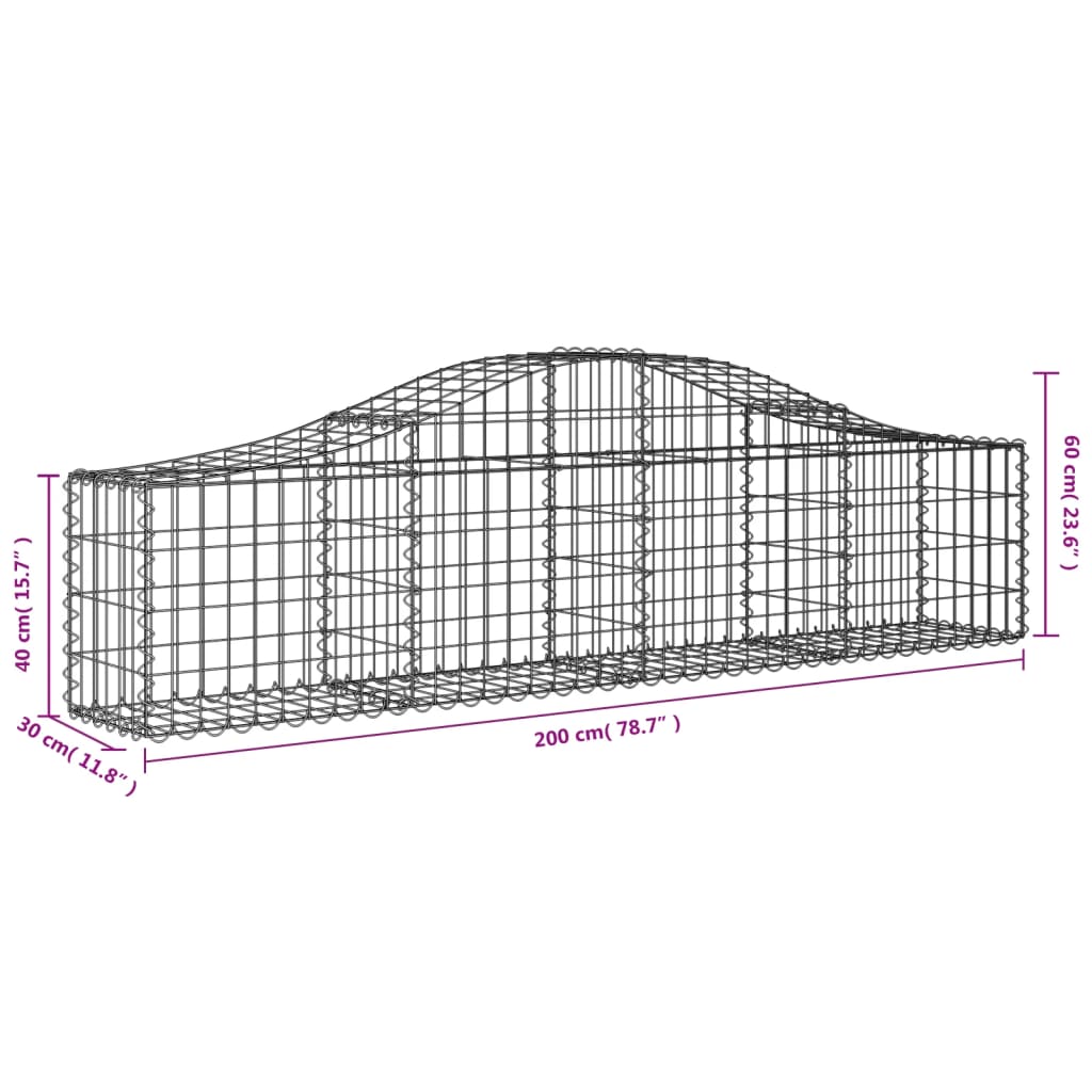 Vidaxl Kosze Gabionowe, 3 Szt, 200X30X40/60 Cm, Galwanizowane Żelazo