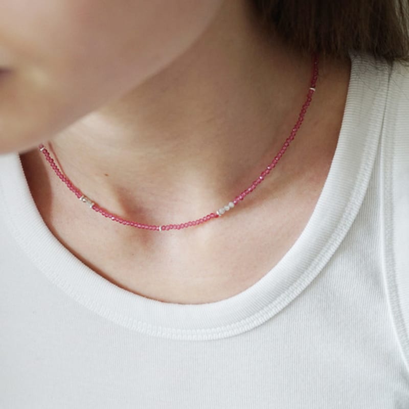 OURPIERRE [SILVER 925] GLITTER NECKLACE PINK