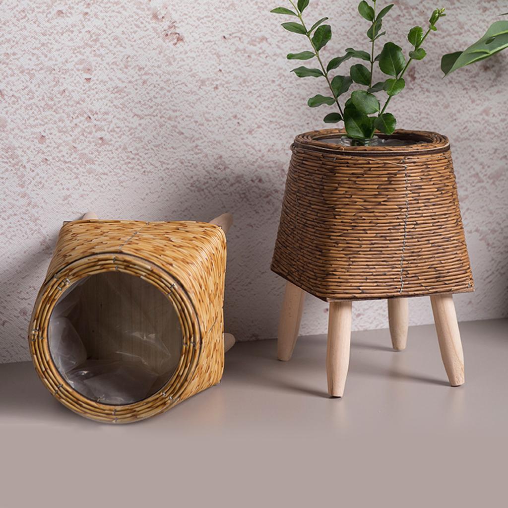 Willow Woven Plant Rack Flower Frame Pots Straw Pots Hand Arrangement Willow Plant Stands Indoor Holder Stool Pots Trays