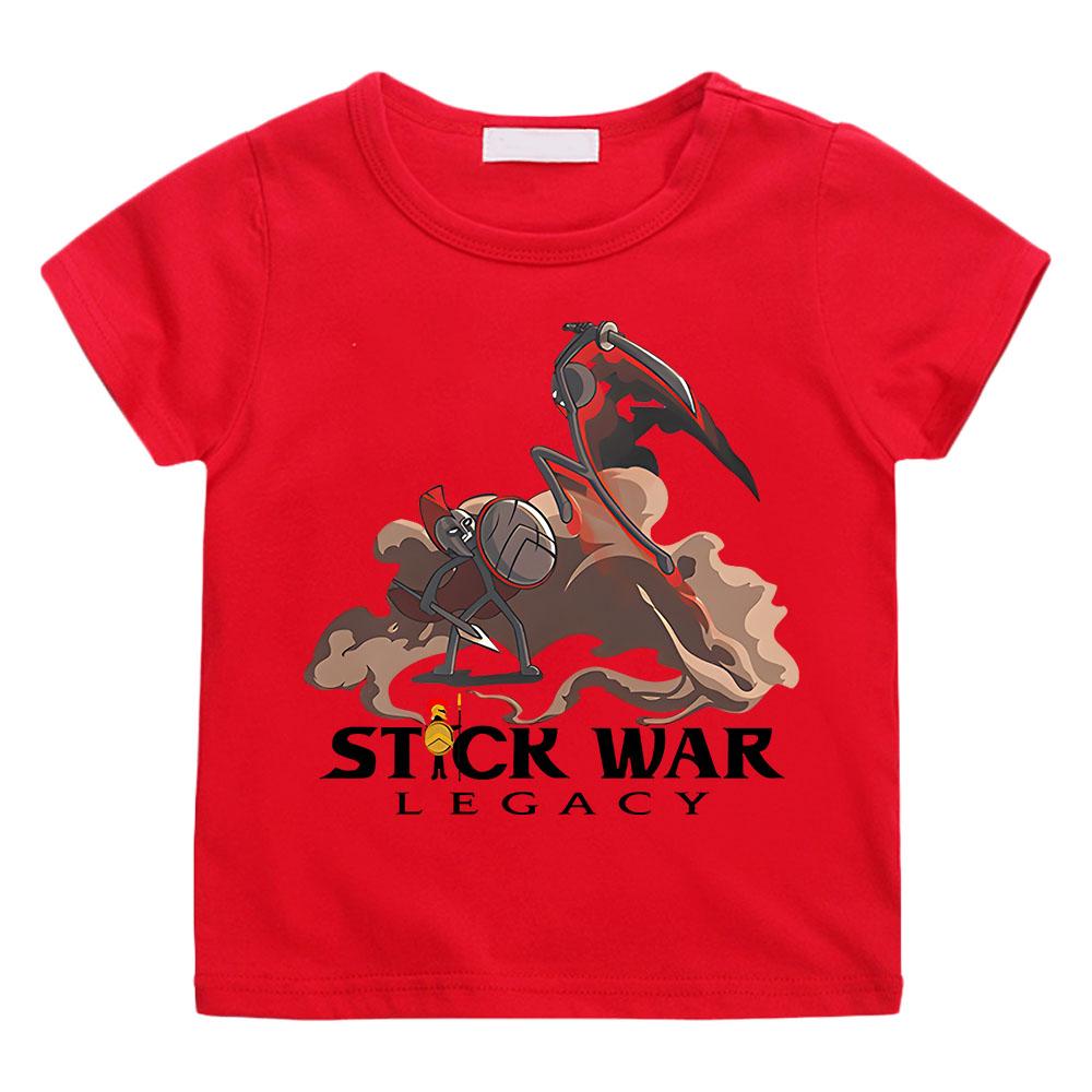 

Stick War Cartoon Print Tshirt Girls/Boys Kids Clothes Hip Hop Summer Lemmings Short Sleeve T Shirt Unisex Children Clothing 150 червоний