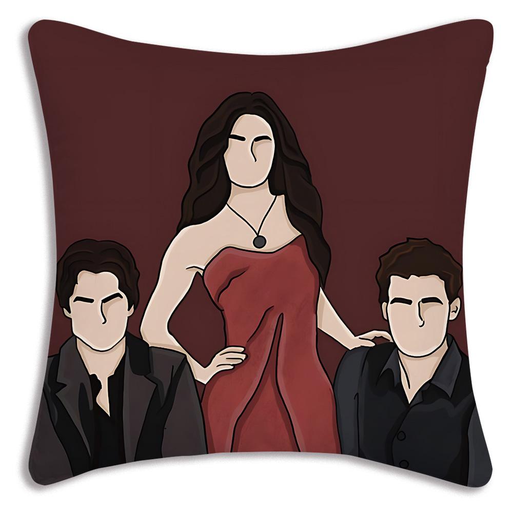 Hot American Tv Series Vampire Diaries Pillow Covers Sofa Decorative Home Double-Sided Printing Short Plush Cute Cushion Cover