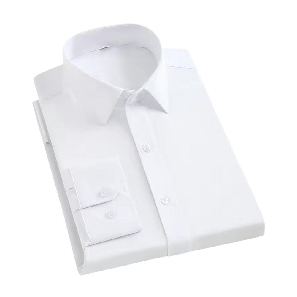 

Мужская рубашка весна-осень с отложным воротником, однотонная, с длинными рукавами, однобортный строгий кардиган для офиса и бизнеса M белый