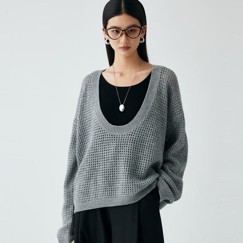 

Женский свитер PARO из 100% кашемира с ажурным узором и U-образным вырезом One Size