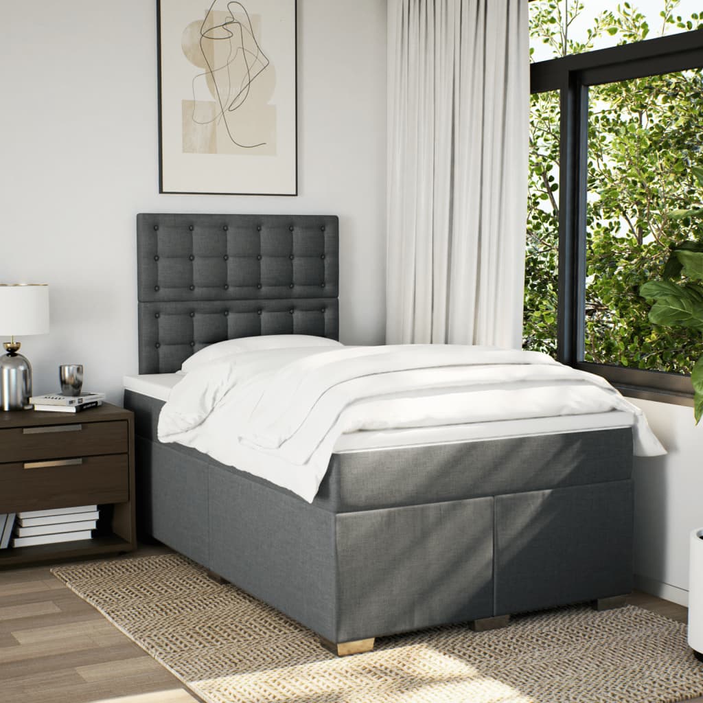 Vidaxl Continental Bed With Mattress, Dark Grey Fabric 120X200 Cm