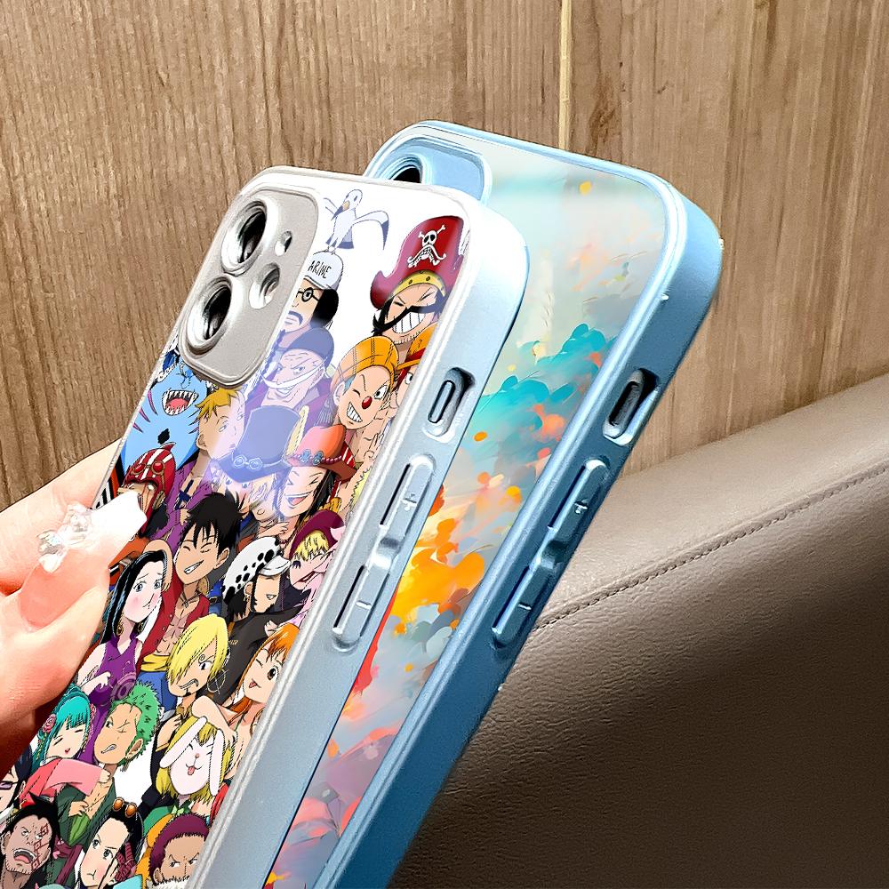 Cartoon Characters Phone Case Metallic Lacquer Tempered Glass Shockproof Cover for Huawei Honor iPhone OPPO Realme OnePlus Xiaomi Redmi Samsung Vivo