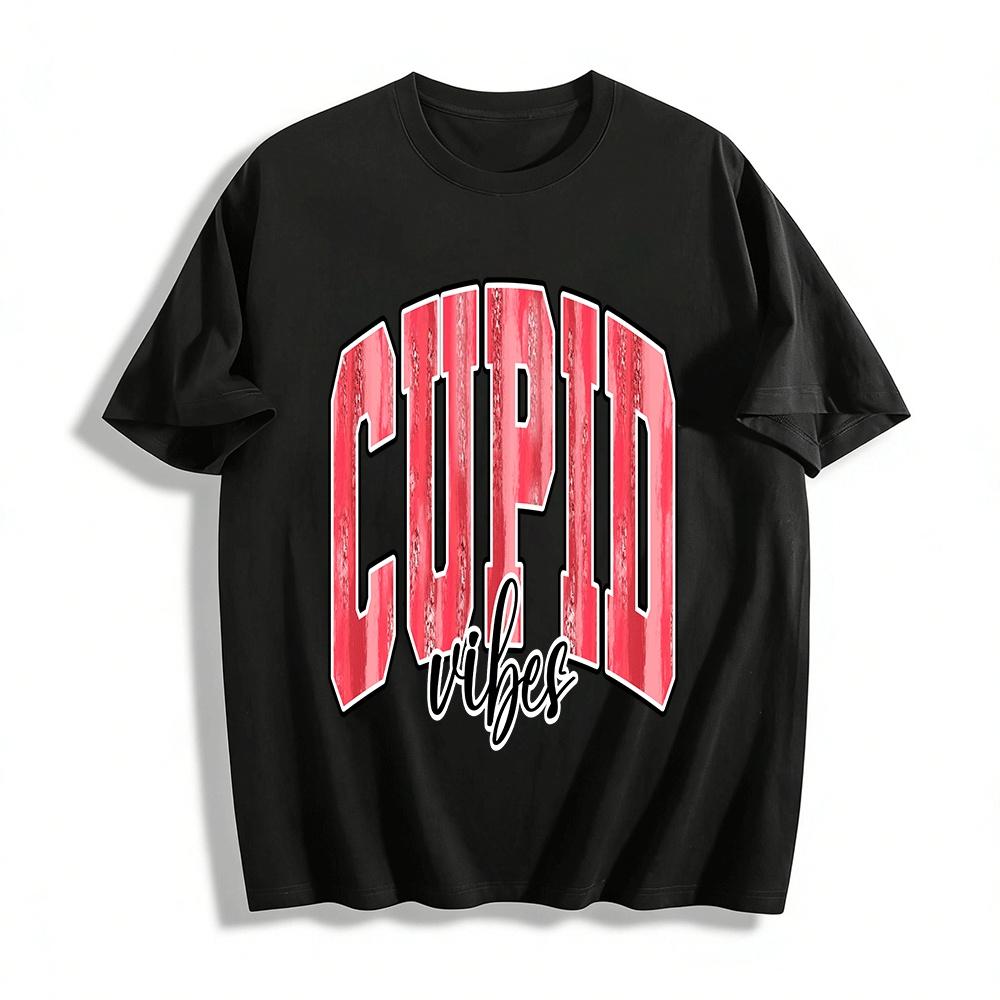 

Valentine s Day Cupid Vibes Retro Graphic Casual Top Pure cotton T-shirt XXS