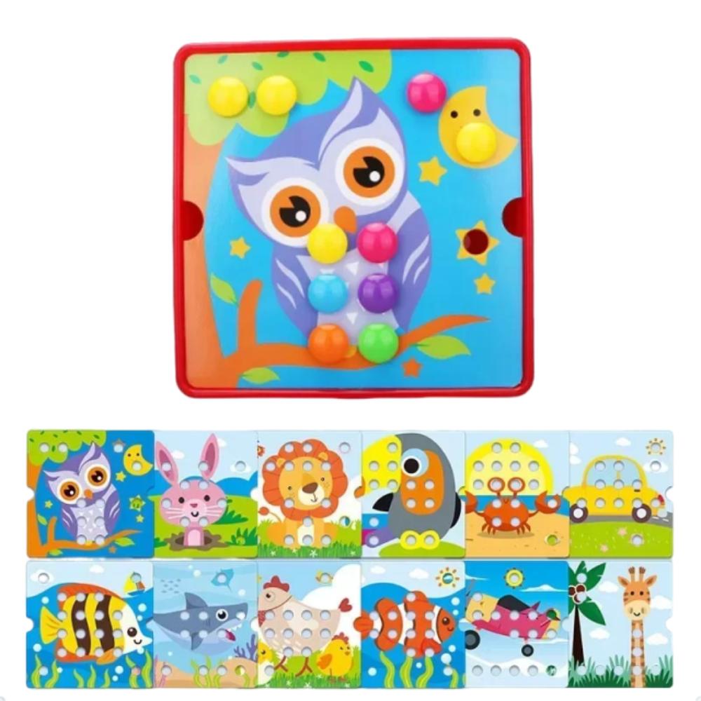Cute Mushroom Nail Puzzle Toy 3D Color Matching Puzzles Lovely Early Education Toy  Children Gift