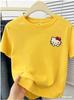 Hello Kitty Small Logo T Shirt for Adults and Kids Cute Sanrio Head Print Casual Short Sleeve Top for Family Matching Outfits