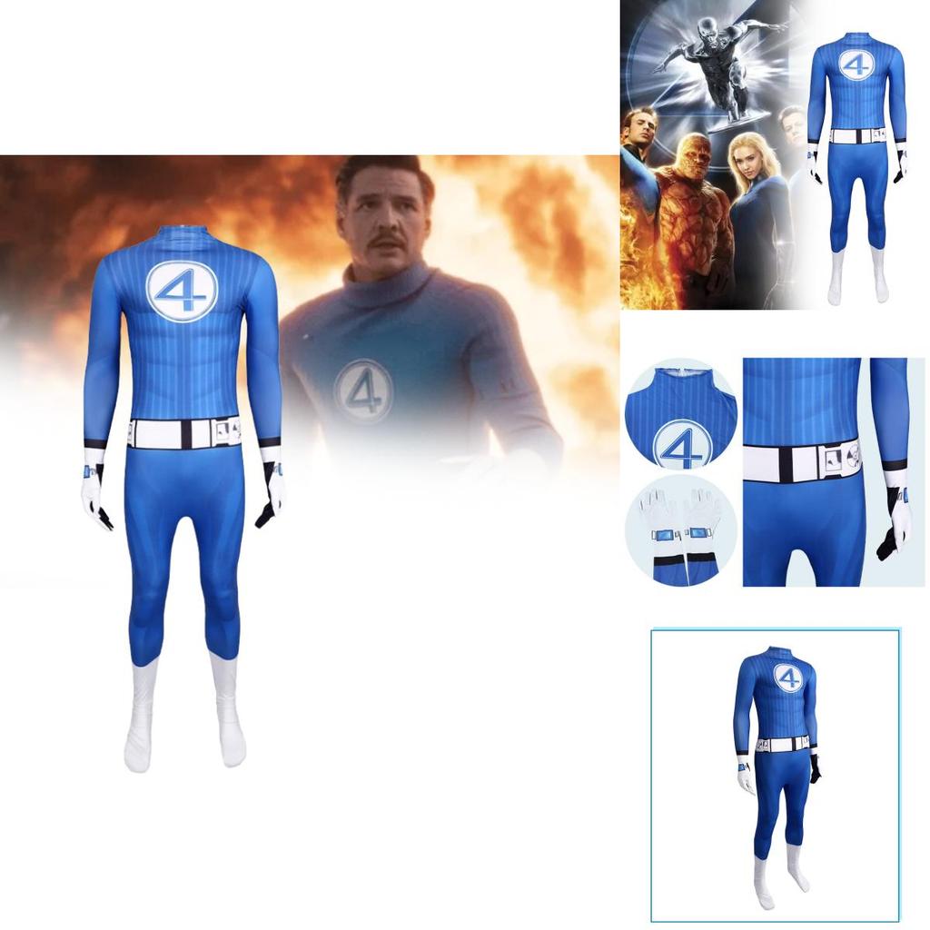 Mono de Cosplay de los Cuatro Fantásticos de Marvel con Tejido de Poliéster Para Actuaciones en Escenario