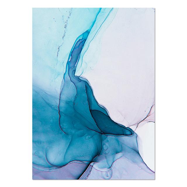 Abstrakcyjny obraz na płótnie Wall Art niebieski atrament Bloom drukowany obraz akwarela plakat skandynawski dekoracje ścienne zdjęcia do salonu