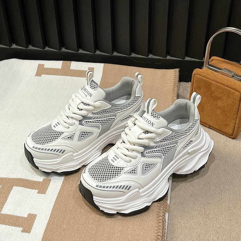 thick-soled silver-gray dad shoes women's spring and summer height increase women's shoes lightweight casual versatile running