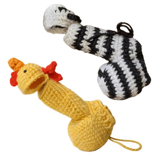 Yousheng Handmade Crochet Peter Heater Gag Gift for Men Funny Novelty Chicken/Raccoon Design Warmer Humorous Prank Gifts for Adults Husbands