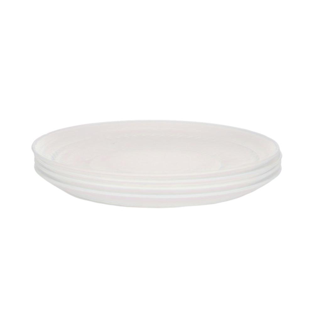 4PCS Heat-resistant Plastic Dessert Plate Round Snack Tray Practical Salad Dish  Outdoor