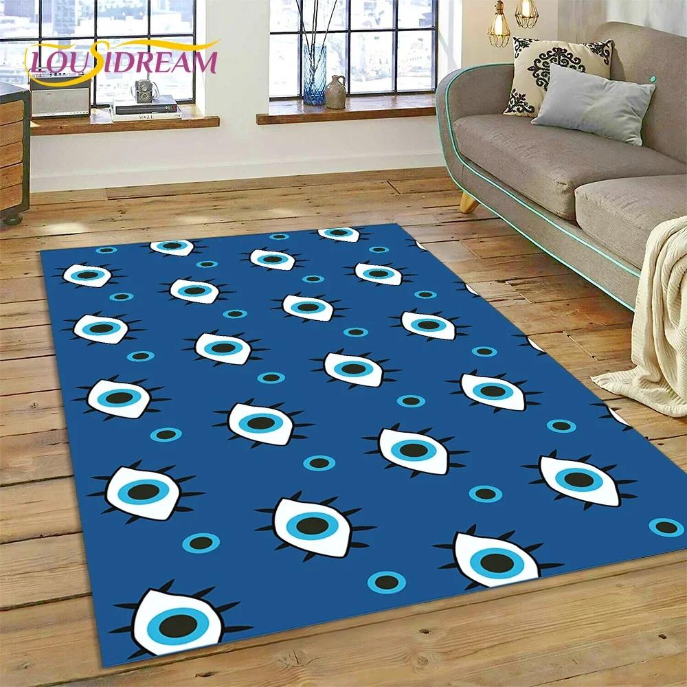 Evil Eye Turkey Blue Nazar Eye of Horus Carpet Rug for Bedroom Living Room Home Sofa Decoration,Child Game Large Decor Floor Mat