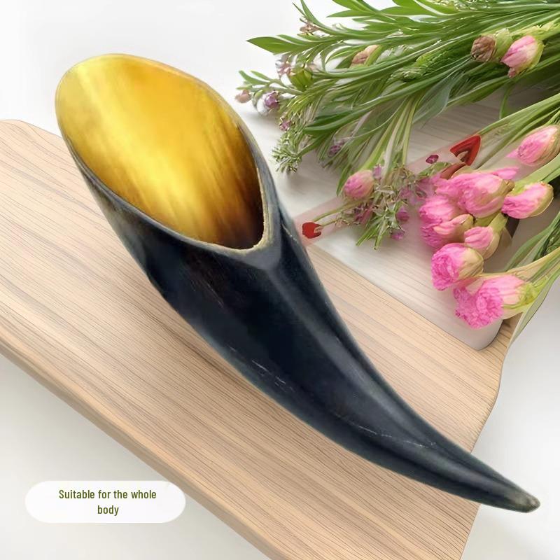 Cucchiaio Gua Sha in Corno di Bufalo Naturale – Raschietto Meridiano per Tutto il Corpo, Ideale per Uso Domestico e da Salone