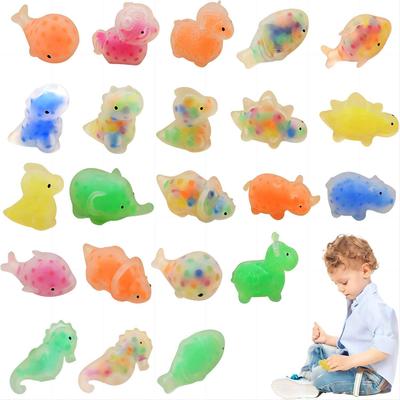 1-24 יחידות צעצועי פידג'ט סקווישי לילדים צעצועי מוקי סקווישי בכמות גדולה כדורי לחיצה למסיבה עם חרוזי מים דינוזאור חיות ים סטרס