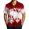 Men's Casual Short Sleeve Halloween Print Button Down Shirt