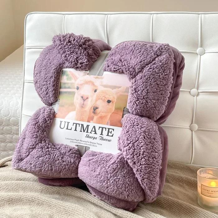Fashion Best-selling Lamb Wool Blanket Solid Color Thickened Blanket Lunch Break Blankets Warm Bed Sheet Mantas De Cama Cobijas