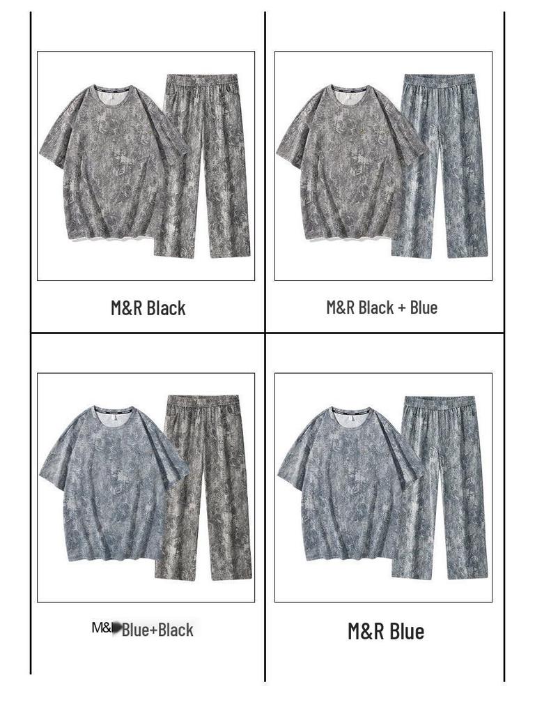 M-9XL Herren Trendiges Lockeres Sommerjacke & Weite Hosen 2-teiliges Set