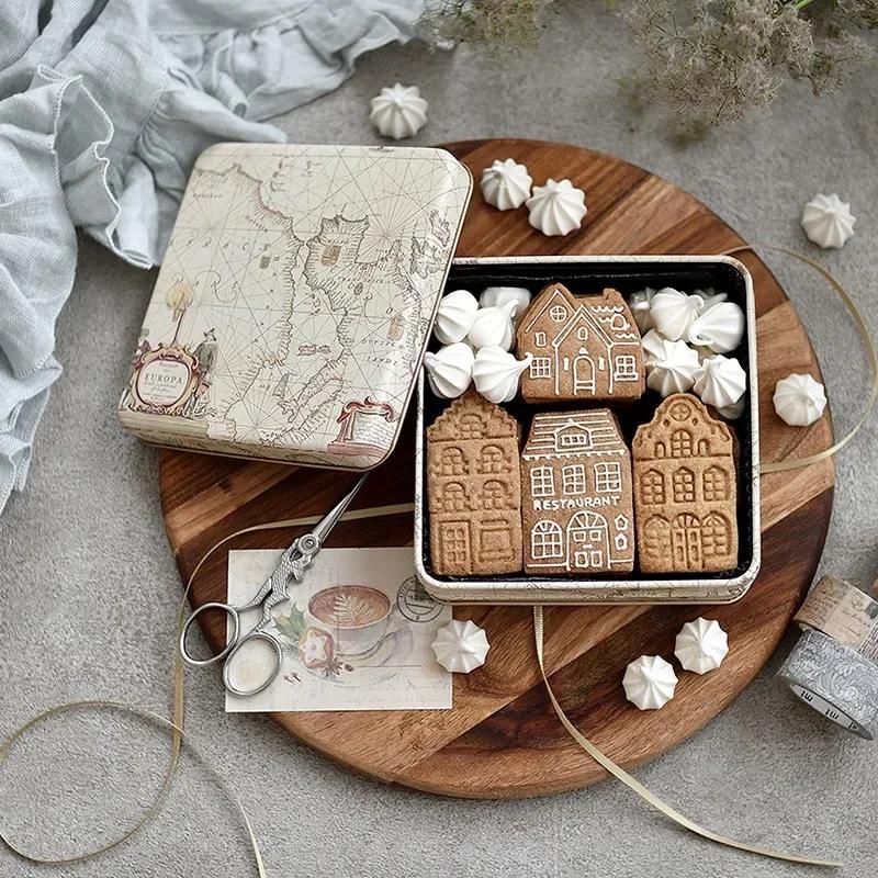 4 STÜCKE Weihnachten Kunststoff Haus Keksform 3D Cartoon Ausstechform Baby Zuckerguss Kuchen Dekorationsform Keks Backzubehör