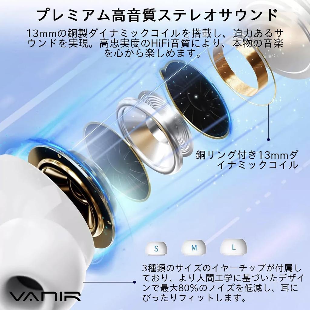 VANIR Bluetooth Wireless Earbuds for 2025 Touchscreen with Bluetooth IPX5 Noise Up To 36 Hours of Auto ENC HiFi Sound Compact and Compatible with and
