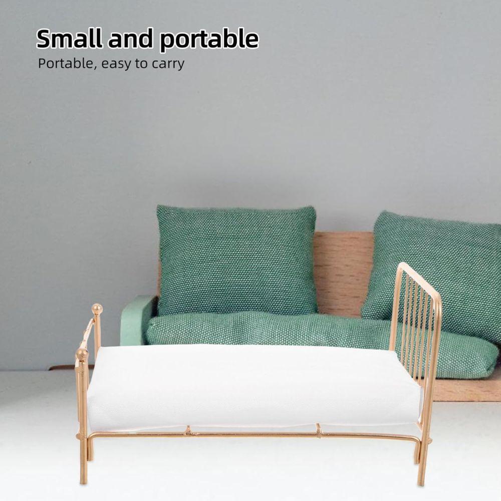 Iron Frame Doll Bed Furniture 1:12 Scale Mini Bed Model Dollhouse Bed  Dollhouse Accessories