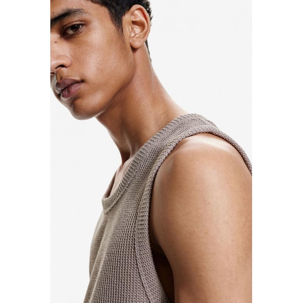 H M sliM Fit Sleeveless Knit Top Grey