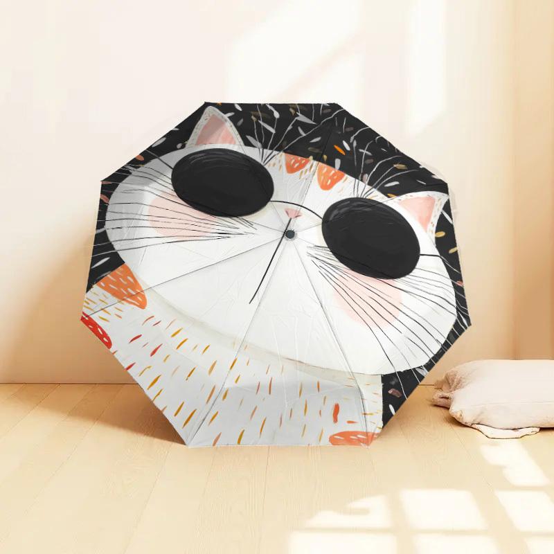 1pc cat feathers Pattern Umbrella Design Automatic Opening and Closing Umbrella, High-quality Travel Umbrella, Lightweight and Portable, -31