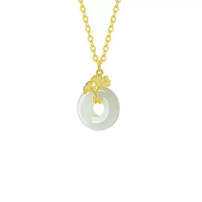 

Sterling Silver Hetian Jade Three Lives Safety Buckle Necklace for Women - 2023 New Year & Christmas Gift. 925 Silver