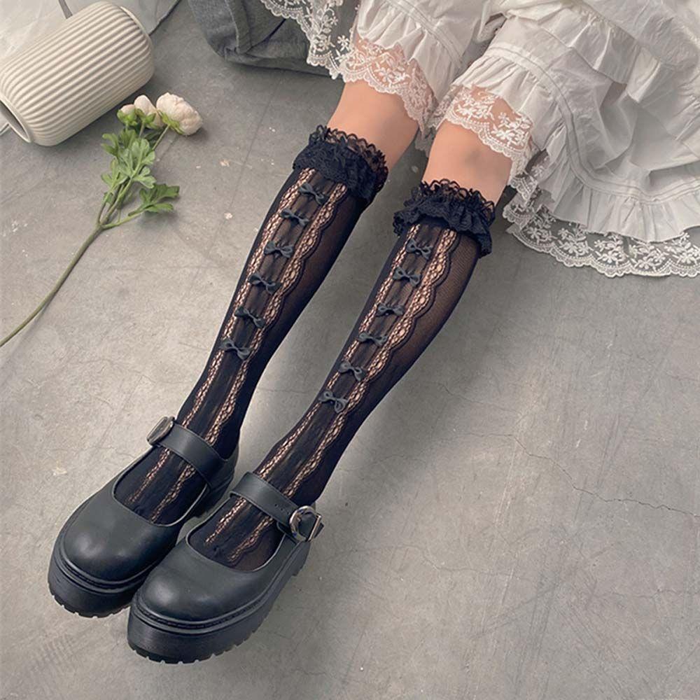 Sexy Elastic Hollow Japanese Princess Mid Tube Socks Ladies Hosiery Lolita Mesh Stockings