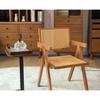 Mid-Century Rattan Stühle Wohnzimmer & Küche Holzstuhl mit handgewebtem Rattan-Rückenlehne Heim-Freizeitstuhl