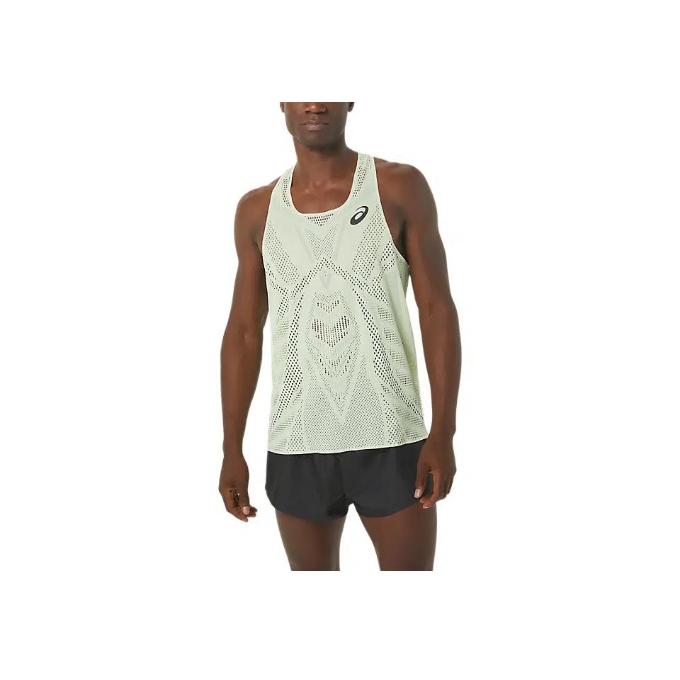 Asics Corrida Maratona Respirável Secagem Rápida Colete Masculino Coletes Amarelo-Claro 2091A614-303