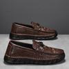 Genuine Leather Men Casual Shoes Crocodile Pattern Mens Loafers Handmade Moccasins Light Soft Male Driving Shoes Slip On Flats