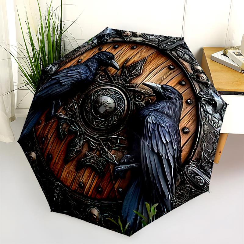 1PC Viking Theme Umbrella Portable Folding Umbrella Iron Frame Hole Bone Structure Outdoor Home Umbrella A3