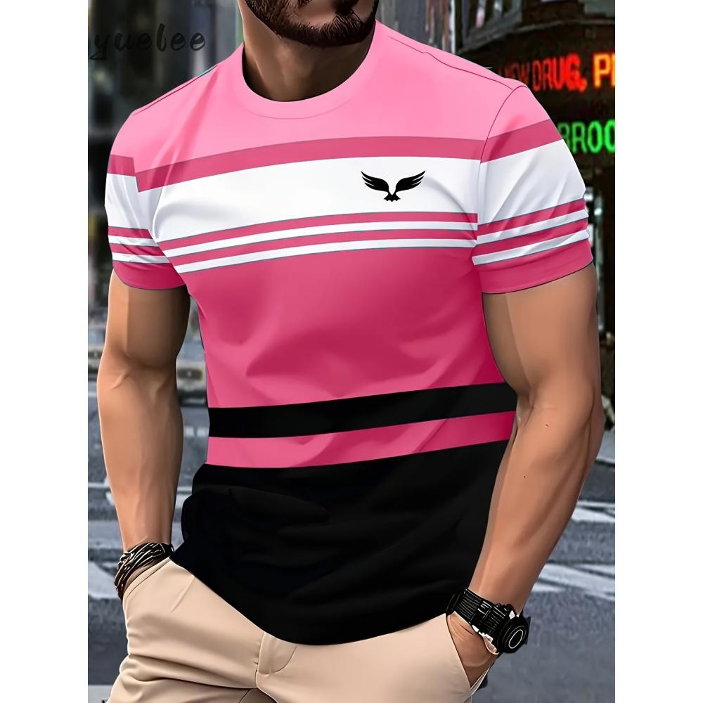 

Мужская футболка в полоску 3D повседневная дышащая с круглым вырезом мужская с коротким рукавом для занятий спортом на открытом воздухе мужская одежда летняя свободная мужская футболка 6XL