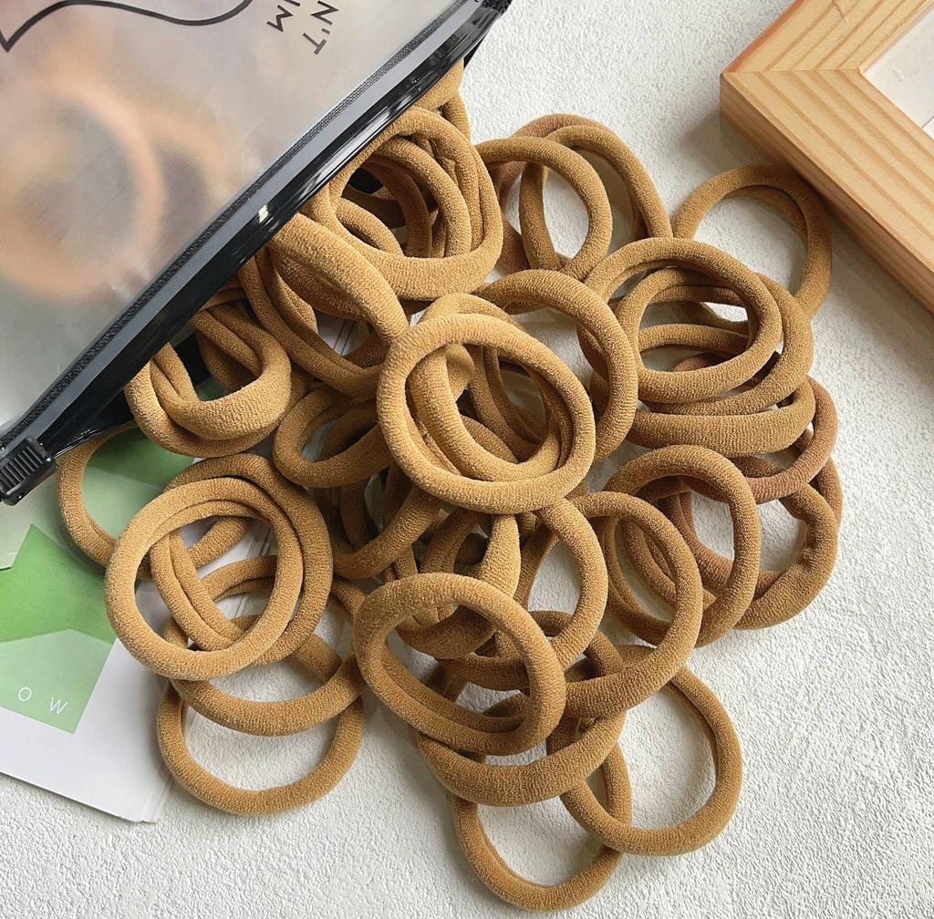 30/50pcs/Set Women 4cm High Elastic Big Hair Bands Solid Brown Headband Girls Ponytail Holder Fixed Hair Accessories Hair Ropes
