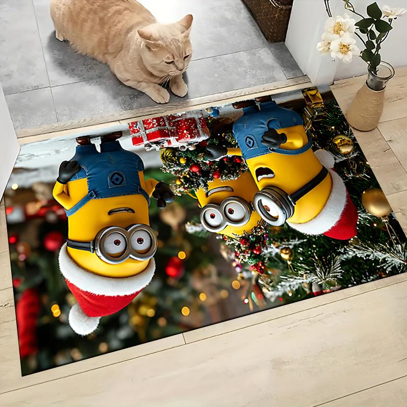 1Pc Christmas Minion Celebration Carpet Rug Soft Washable Antislip Home Living Room Sofa Mats Personalized Christmas Rug