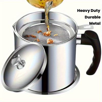 Durable Stainless Steel Oil Pot with Built-in Filter Easy To Invert Design,leak-proof and Convenient Kitchen   Restaurant Household Oil Storage Tank