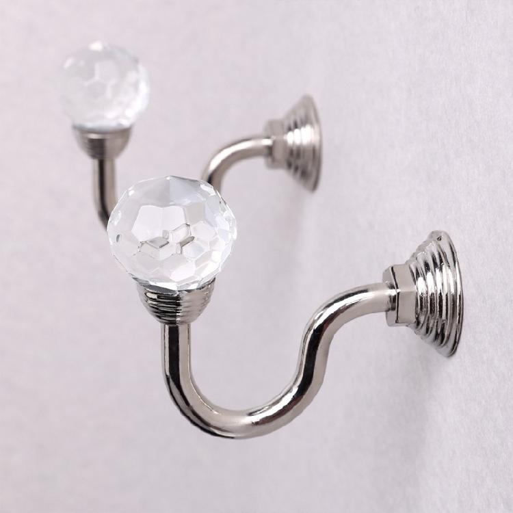 Exquisite 2PCS Curtain Holdback Drapery Holders with Clear Crystal Ball Silver