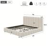 Upholstered Bed, Double Bed, 180*200cm, Bed with Slatted Frame and Upholstered Headboard, Solid Wood Legs, White Bouclé