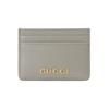 Letter Logo Solid Color Design Leather Card Holder Women's Light Gray