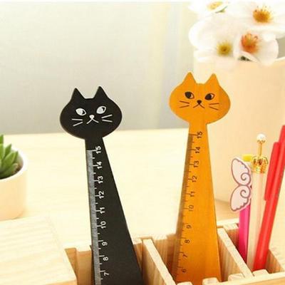Creative Cartoon Cute Cat Kitten Straight School Supplies Stationery Wooden Ruler