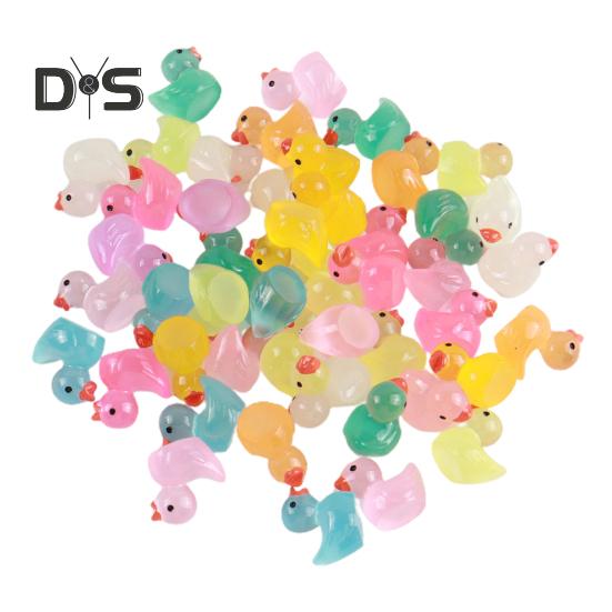 

10/20/30/40/50/100 шт. мини-фигурка утки, светящаяся в темноте смола, маленькая утка, орнамент, крошечная игрушка-животное, миниатюрная статуя, сказочный сад, микроландшафт 10 pcs разноцветный