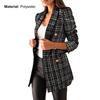 Giacca da Donna Colletto Sartoriale Fantasia Doppiopetto Casual Slim Blazer da Donna per Ufficio