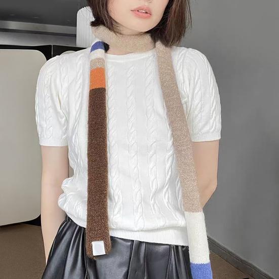 Long Scarf Rainbow Striped Skinny Fuzzy Fluffy Neckerchief Soft Touch Autumn Winter Knitting Scarf Outfit Accessories