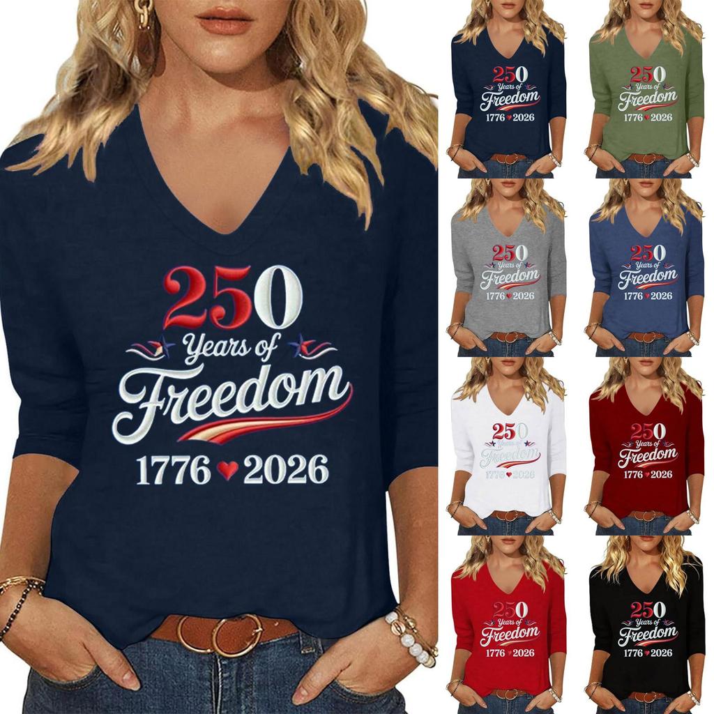 Women's Fashion Casual Independence Day Print Top
