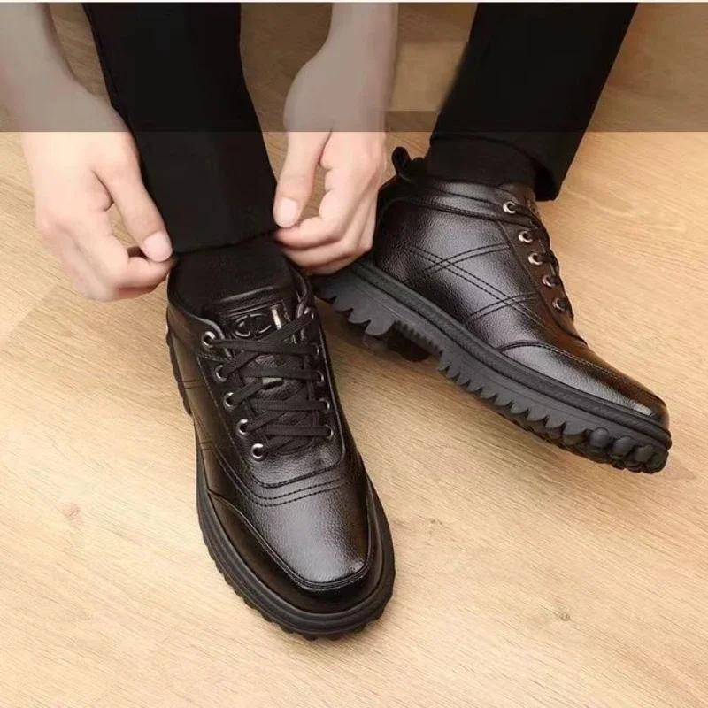 Fashion 2025 Winter Padded Thickened Men's Cotton Shoes Hundred Casual Snow Boots Men's Leather Shoes Outdoors Men's Shoes Men Boots