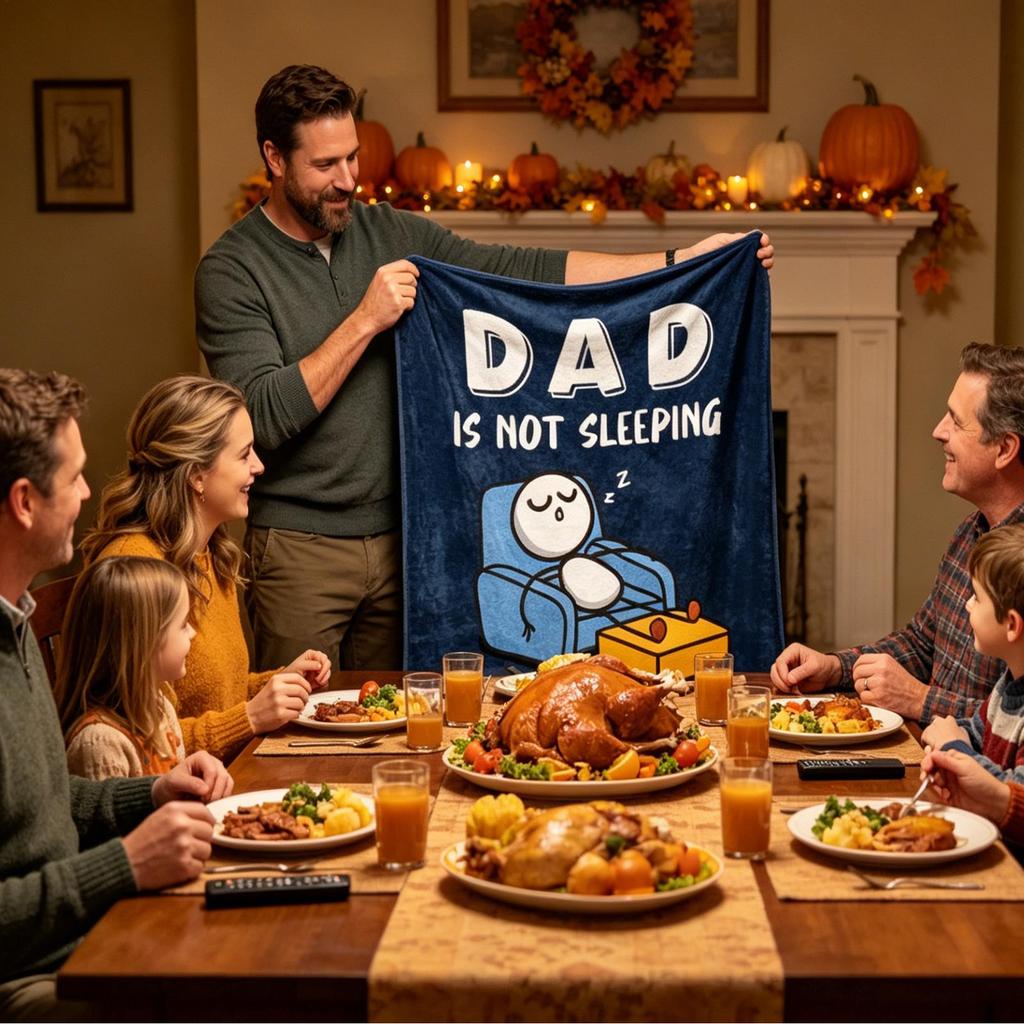130x150cm Funny Dad Is Not Sleeping Throw Blanket, Humorous Couch Blanket for Men Husband Dad Grandpa,  Holiday Home Gift
